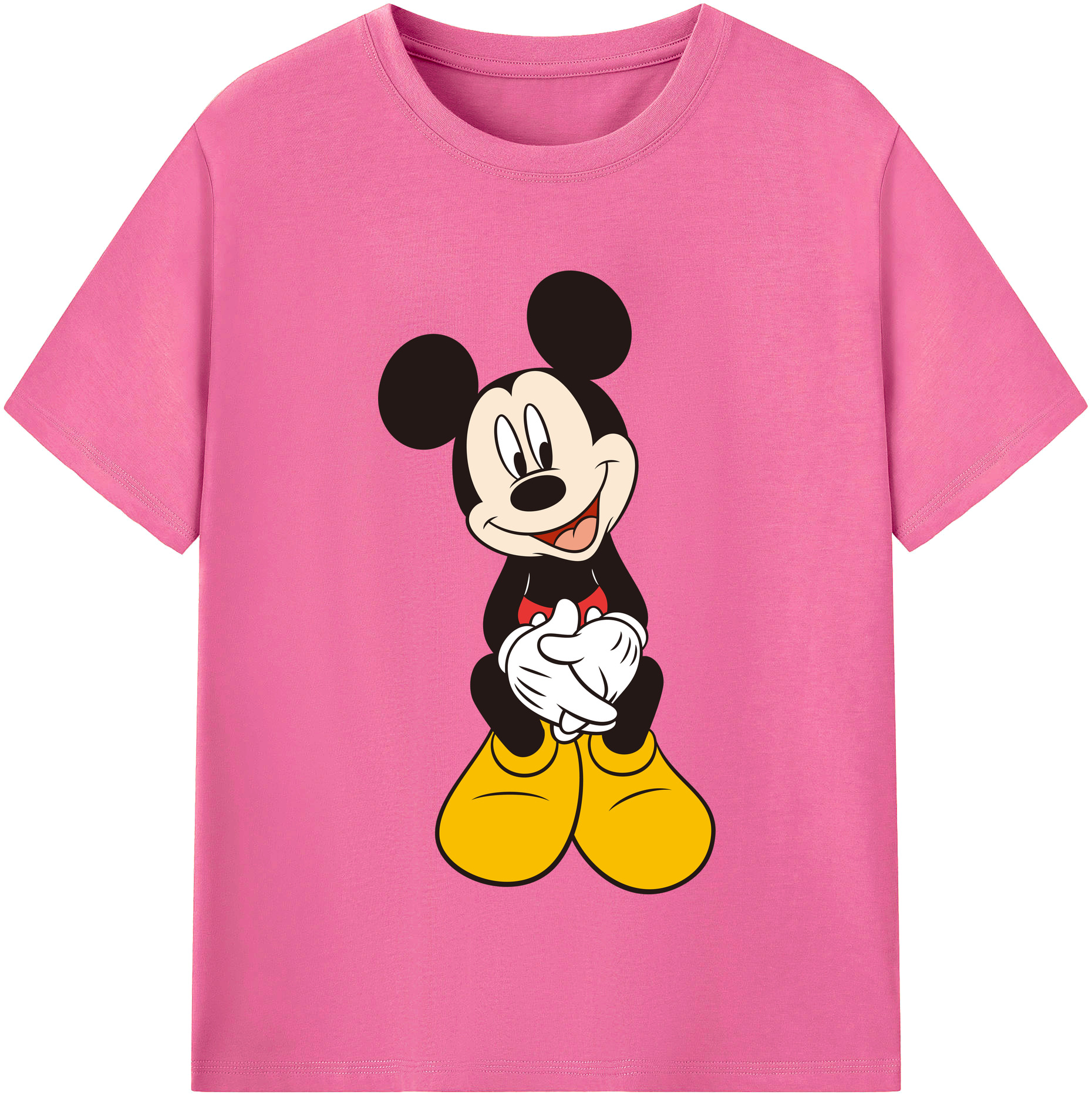 （画像用） ミッキーマウス Mickey Mouse レディースカジュアルプリントTシャツ（綿100％）